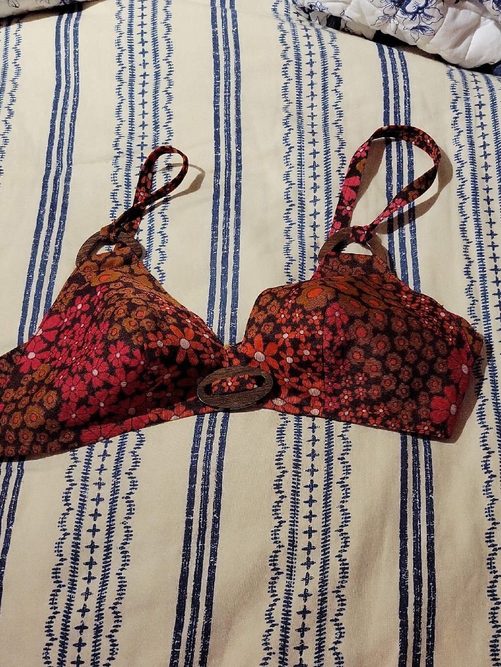 Croisette Cote D'Azur made in France Floral Bra Top wGold Hardware SMALL